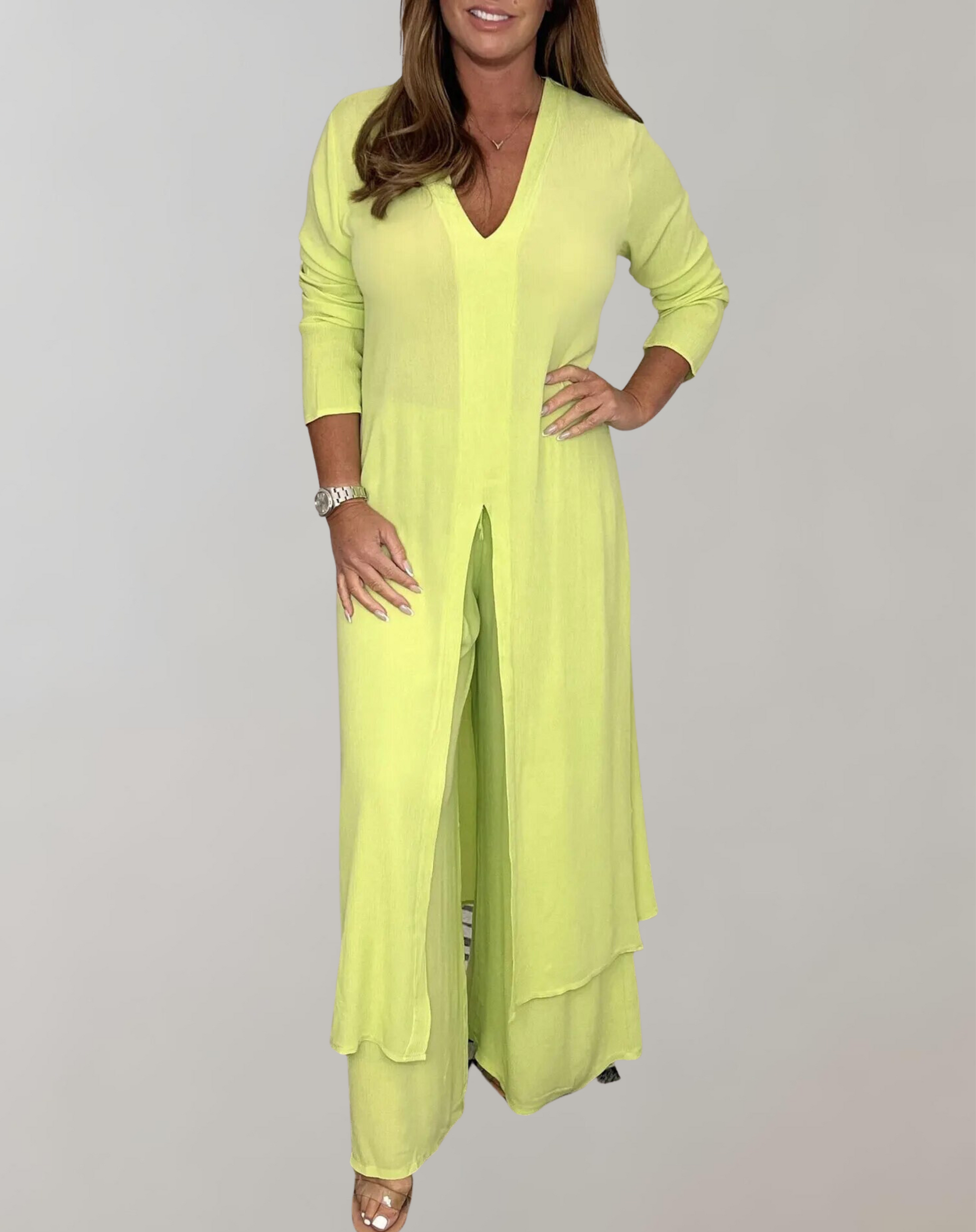 Variant image for Damer Lång Topp Hög Slits Polyester-9