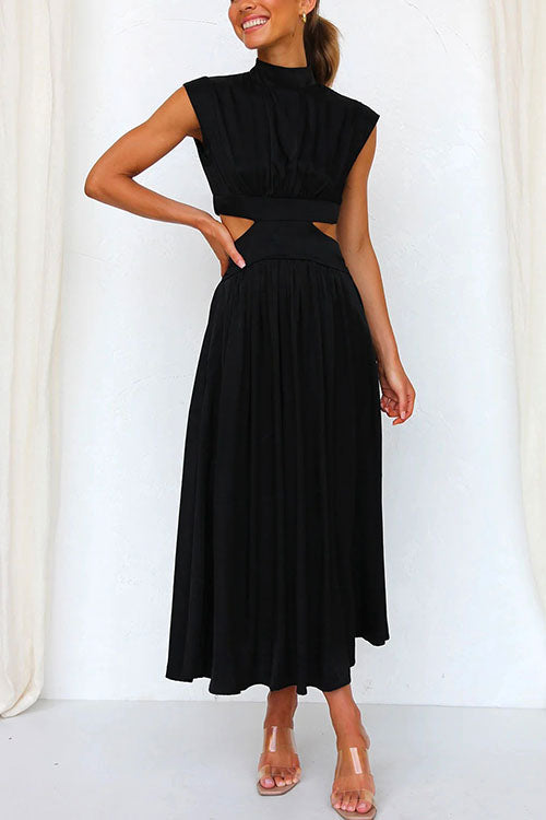 Dam Klänning Utsvängd Mockneck Bomull Polyester-6