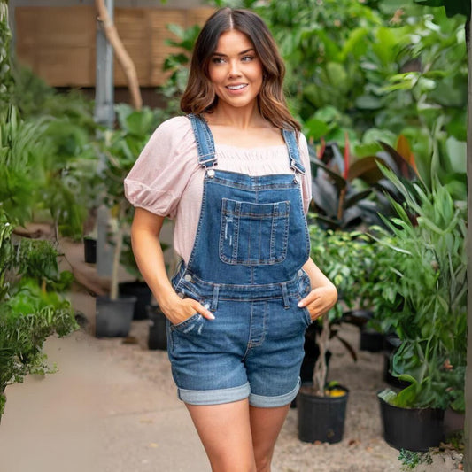 Högmidjade Dam Shorts i 4-vägs Stretch Denim – Medelstor Tvätt för Bekväm Passform 1