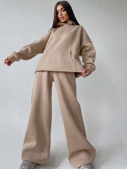 Damer Hoodie och Joggingbyxor Set i Mjuk Bomull-3