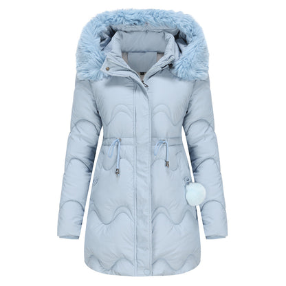 Kvinnors Parka Kappa Avtagbar Huva Polyester 5