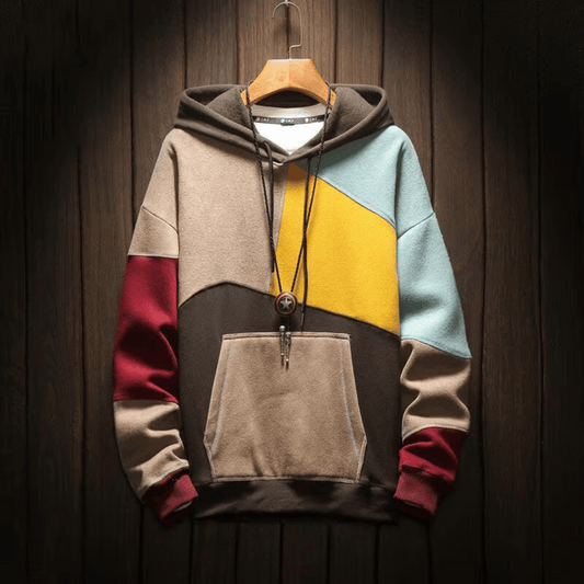 Hoodie för Herr i Färgglad Design – Mjuk Bomullsblandning med Rymlig Huva och Känguruficka 1