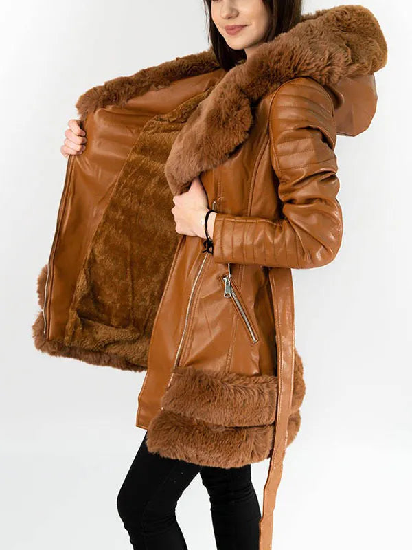 Lång Vinterjacka Dam Enkel Design Polyester med Fickor-4