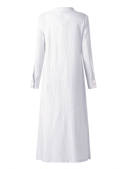 Dam Klänning Maxi V-ringning Långärmad Mjuk Polyester-6