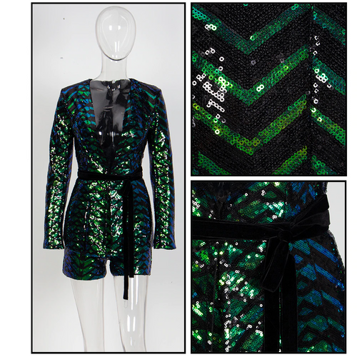 Kvinnor Korta Uppsättningar Geometrisk Paljett Polyester-1