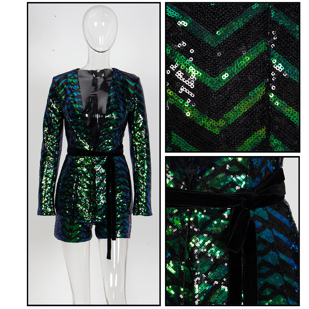 Variant image for Kvinnor Korta Uppsättningar Geometrisk Paljett Polyester-1