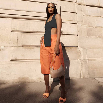 Festtoppar Dam Asymmetrisk Design Polyester Spandex-4