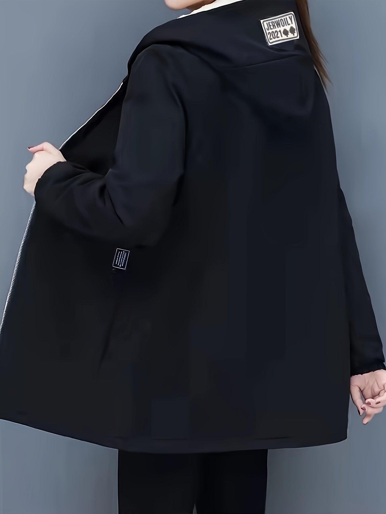 Lång Hoodie Dam Mjuk Polyester Avslappnad Kappa 2