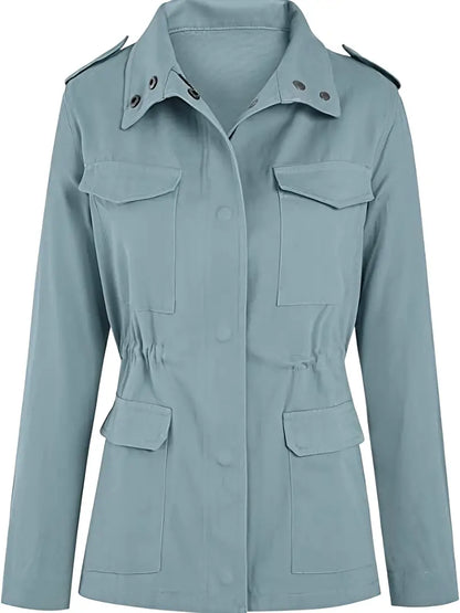 Kvinnors Kappa Klassisk Stil med Stativ-upp Krage Isolerande Tyg-5