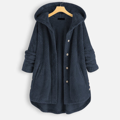 Dam Vändbar Fleecejacka med Huva Mjuk och Bekväm Fleece 13