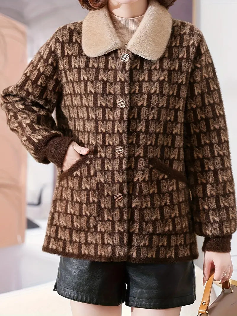 Kvinnas Jacka All-Over-Print Modern Design Polyesterblandning 3
