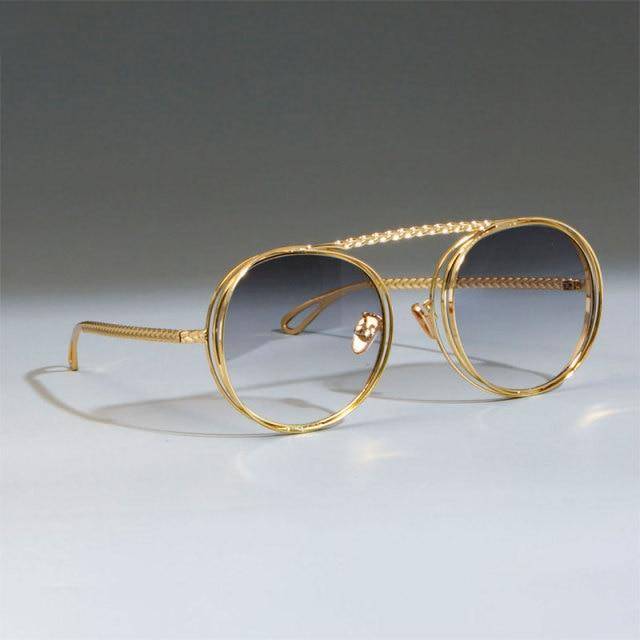 Unisex Runda Solglasögon Minimalistisk Aluminium UV400 Skydd-4