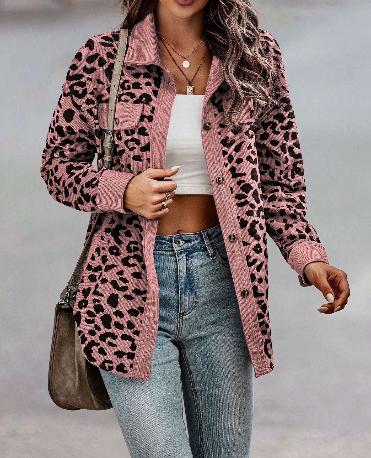 Leopardmönstrad Damjacka i Modern Design av Polyester – Trendig Jacka för Vardag och Fest 14
