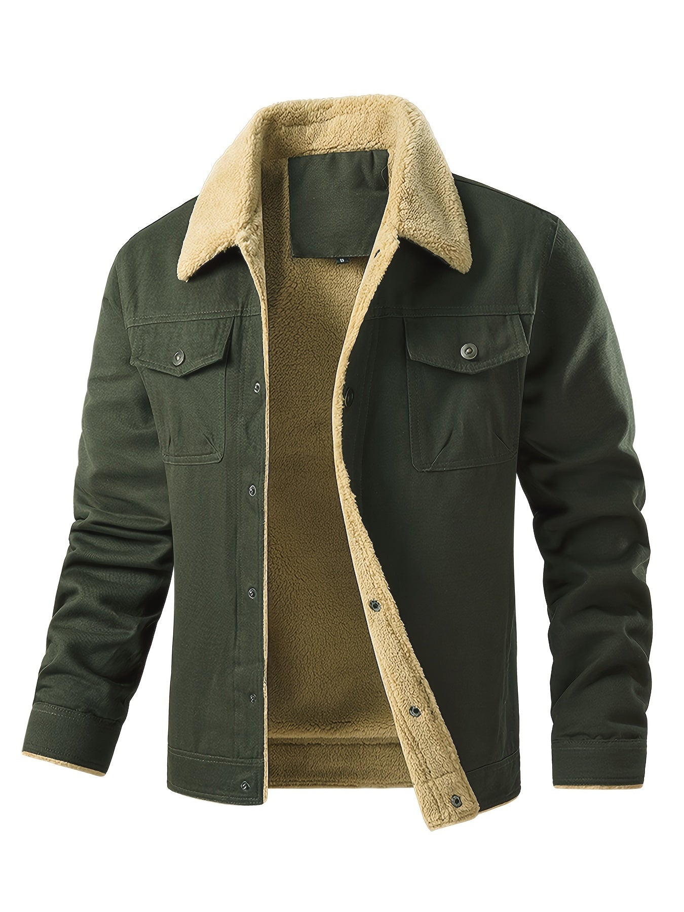 Variant image for Herrjacka Vinter Vintage-stil Robust Tyg med Fällbar Krage och Panfickor-1