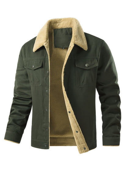 Variant image for Herrjacka Vinter Vintage-stil Robust Tyg med Fällbar Krage och Panfickor-1