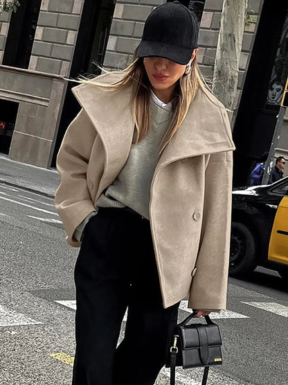 Damjacka Monokrom Stil Långa Ärmar Polyester-4