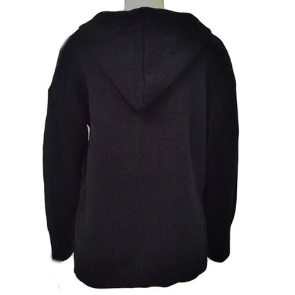 Dam Hoodie Avslappnad Polyester Strickjacka-3