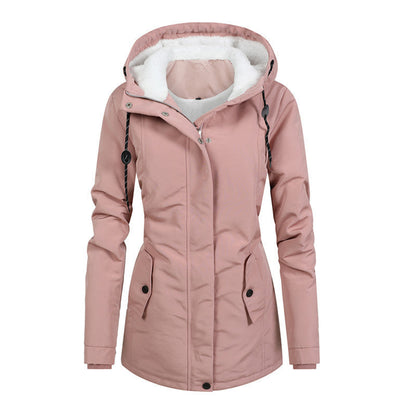 Damjacka Vadderad med Huva och Snörning i Fleece och Polyester 11
