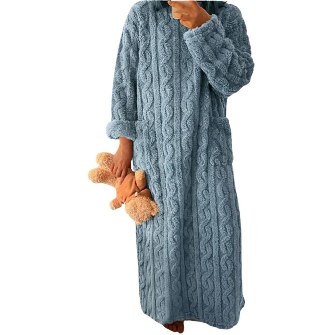 Variant image for Dam Maxi Klänning Kabelstickad Lång Ärmar Mjuk Akrylblandning-1