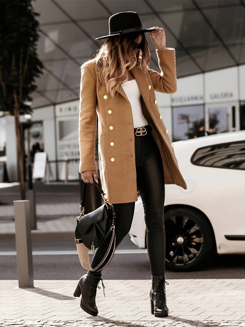 Elegant Casual Blazer för Kvinna i Högkvalitativ Polyesterblandning – Klassiska Laplar och Knappdesign, Normal Passform 12