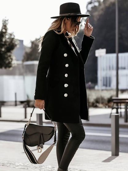 Elegant Casual Blazer för Kvinna i Högkvalitativ Polyesterblandning – Klassiska Laplar och Knappdesign, Normal Passform 6