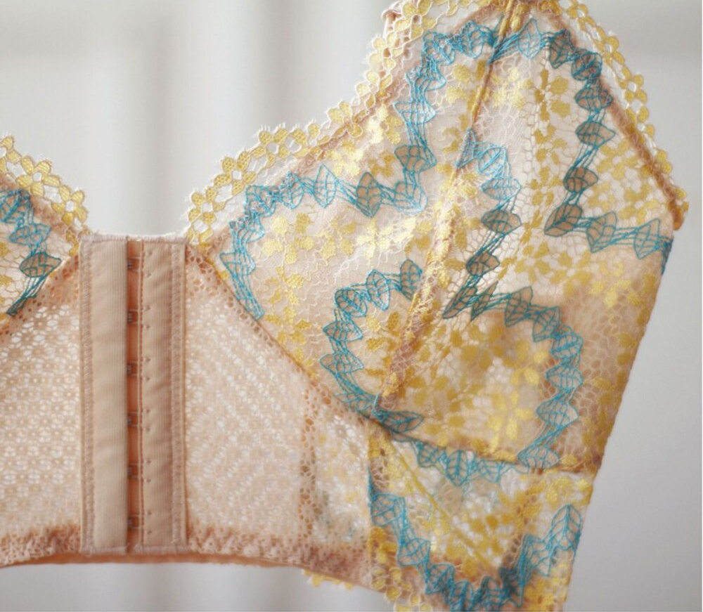 Dam BH Set Blommönster Främre Stängning Bomull Nylon Spandex-3