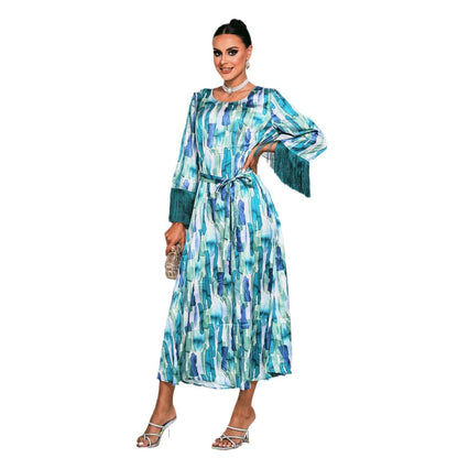 Dam Maxiklänning Mönstrad Polyester med Bredd Midjeband 5