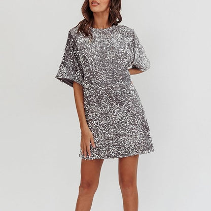 Variant image for Dam Paljettklänning Klockärmar Polyester för Fest och Bröllop-10