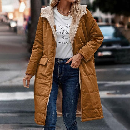 Halvlängd Damjacka Tvåsidig Fleecefodrad Polyester – Modern Jacka för Kalla Dagar 10
