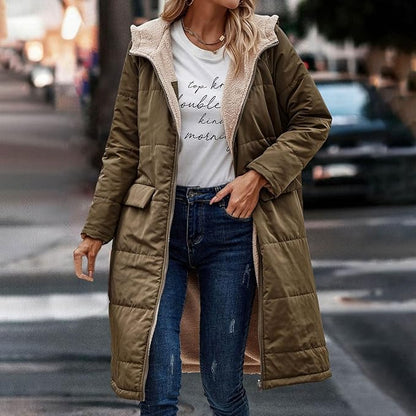 Halvlängd Damjacka Tvåsidig Fleecefodrad Polyester – Modern Jacka för Kalla Dagar 7