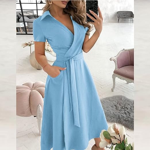 Dam Klänning Långärmad Elegant Lätt Material-5