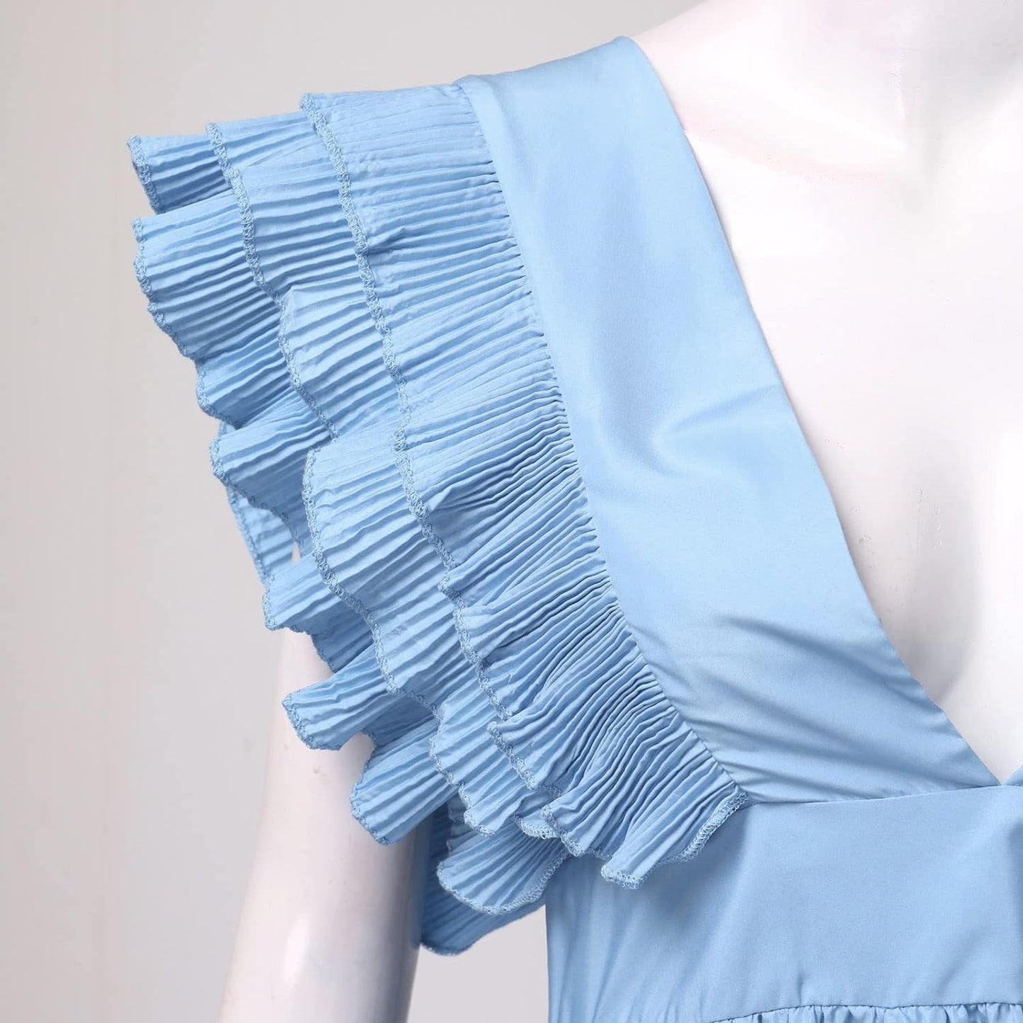 Kvinna Flödande Klänning Ruffles Högkvalitativt Tyg-2