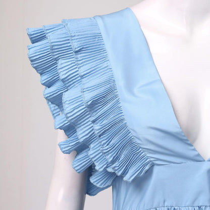 Kvinna Flödande Klänning Ruffles Högkvalitativt Tyg-2