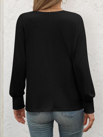 Kvinna Blus med Långa Ärmar och Ruffle Detaljer – 100% Polyester, Vit, Löst Passform, Perfekt för Alla Tillfällen 4