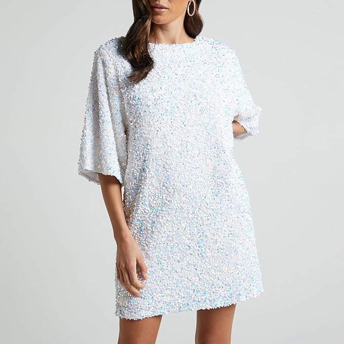 Variant image for Dam Paljettklänning Klockärmar Polyester för Fest och Bröllop-7