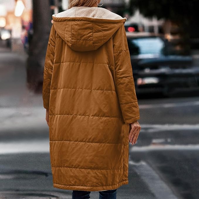 Halvlängd Damjacka Tvåsidig Fleecefodrad Polyester – Modern Jacka för Kalla Dagar 6