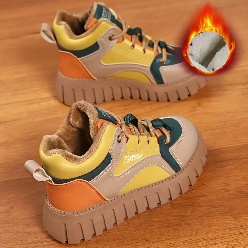 Dam Vinter Sneakers med Plysch och Snörning för Kalla Dagar-5
