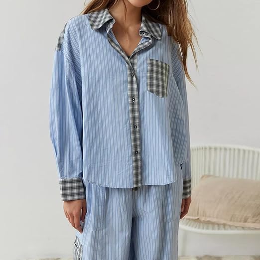 Kvinnors Loungewear Set Avslappnad Topp och Byxor Mjuk Andningsbar Väv-6