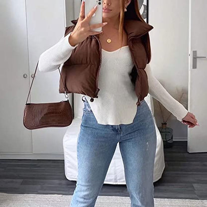 Damjacka Kort Buffertväst Modern Design Hållbart Material-2