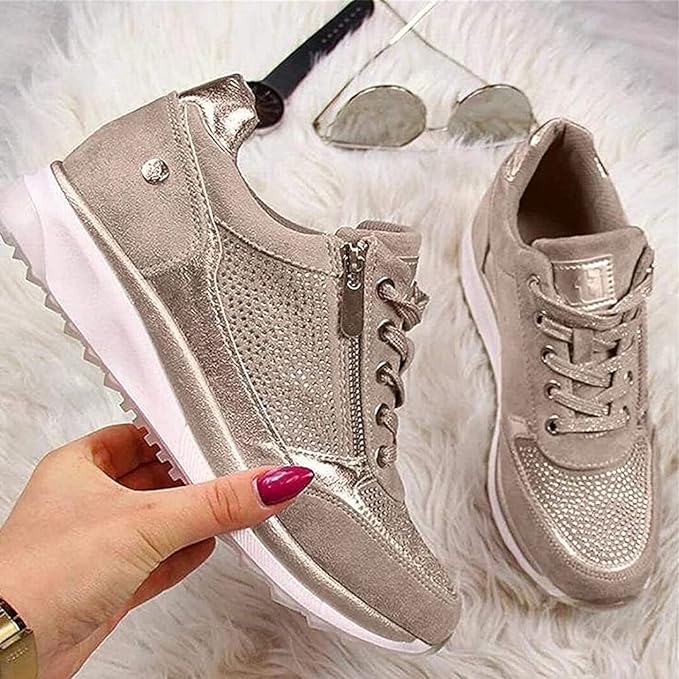 Dam Sneakers Ortopediska Zip-up Stilren Design Syntetmaterial-2