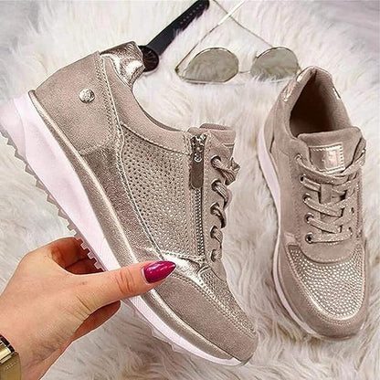 Dam Sneakers Ortopediska Zip-up Stilren Design Syntetmaterial-2