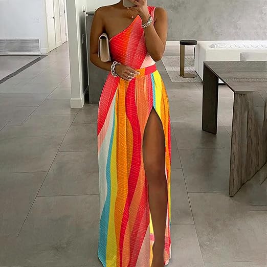 Variant image for Dam Maxiklänning En Axel Lätt Material Elegant För Sommar Och Fest-9