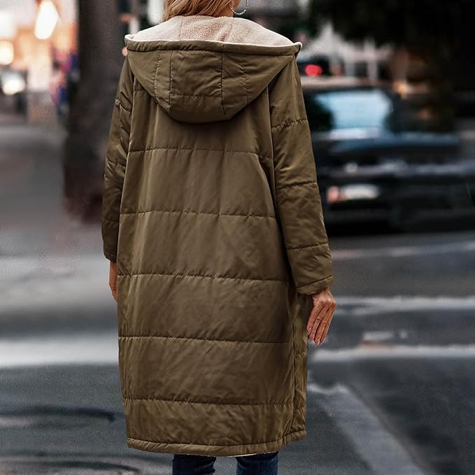 Halvlängd Damjacka Tvåsidig Fleecefodrad Polyester – Modern Jacka för Kalla Dagar 2