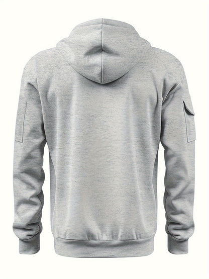 Herrar Hoodie Fleecefodrad Gatastil med Blixtlås-4