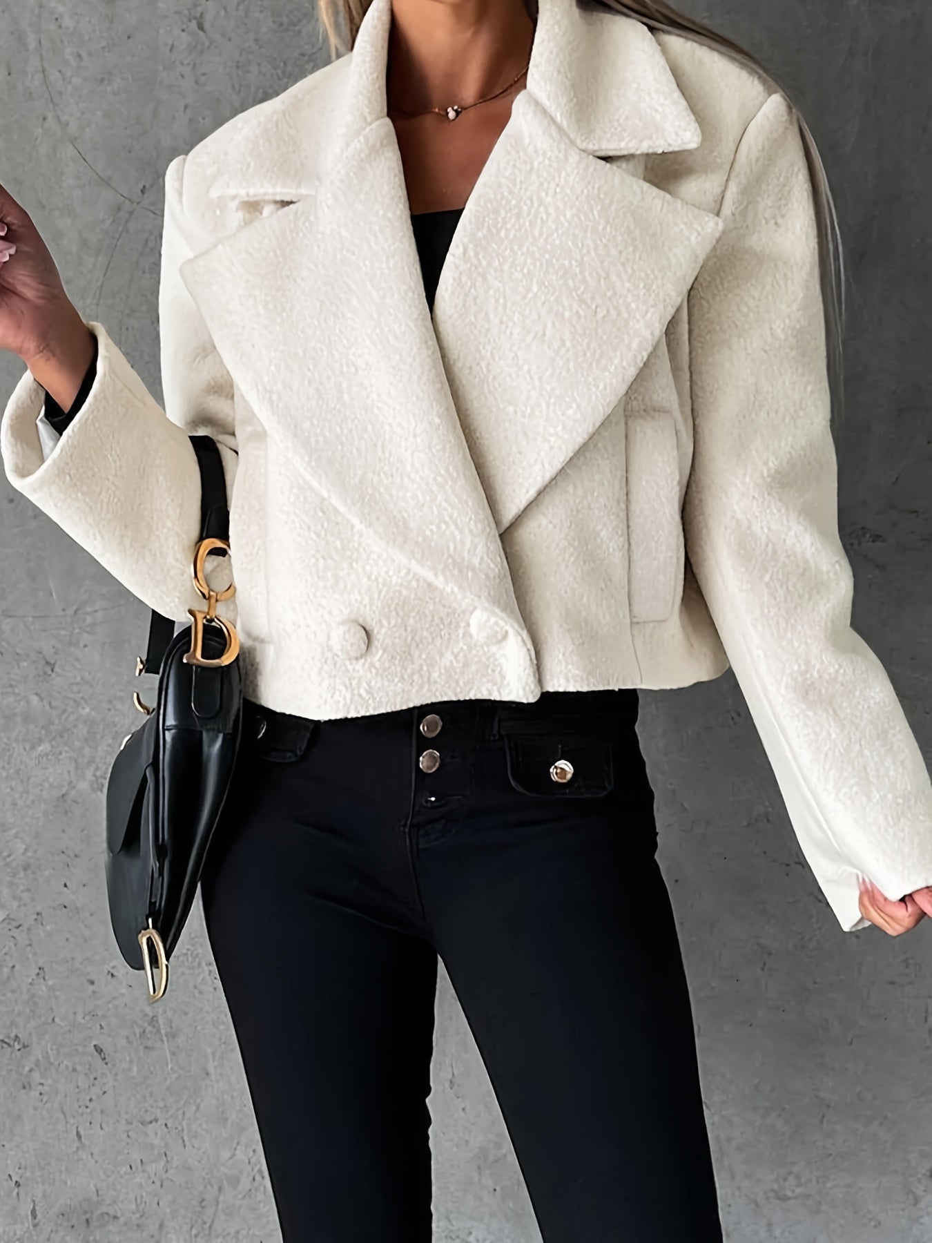 Dam Kappa Plysch Elegant Mjuk Beige Kappa för Vardag och Fest-1