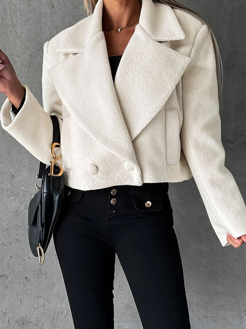 Dam Kappa Plysch Elegant Mjuk Beige Kappa för Vardag och Fest-1