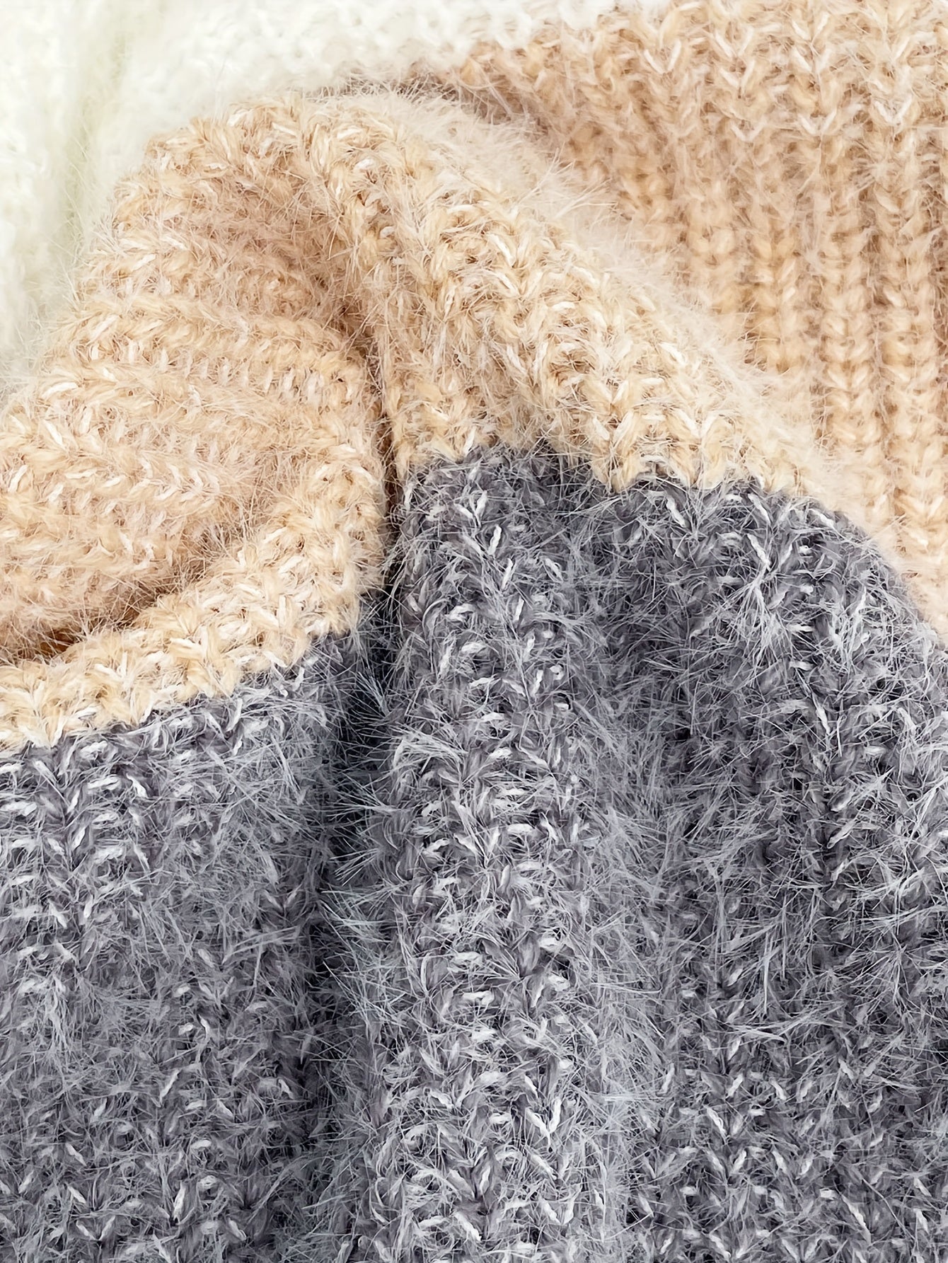 Dam Midiklänning Färgblock Långärmad Akryl-5