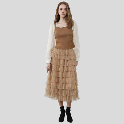 Variant image for Dam Topp Fyrkantig Hals Puffärmar Polyester-1