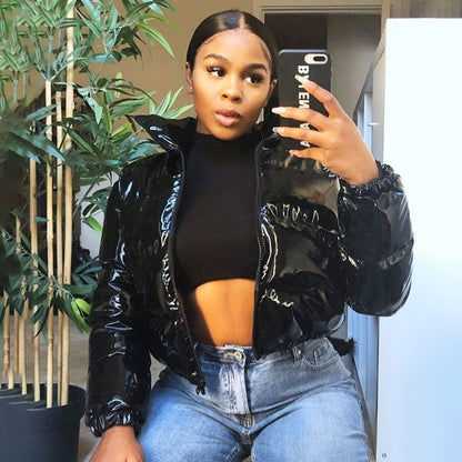 Lång Vinterrock Dam PU-Läder Elegant Design för Kalla Dagar 7