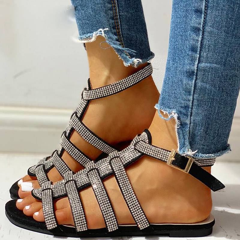 Dam Gladiatorsandaler Glittrande PU med Ankelband-2